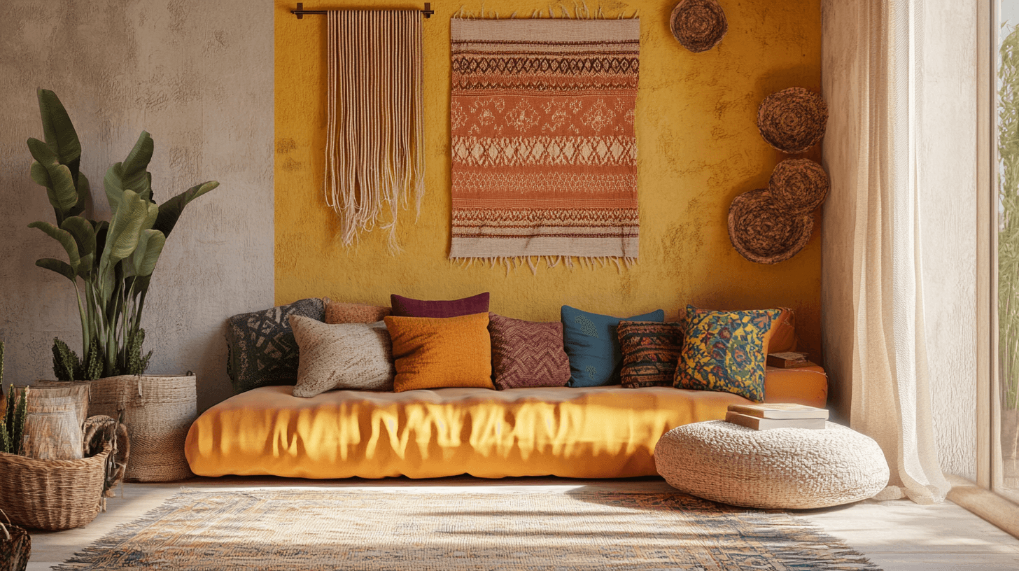 Farben und Materialien im Nomadic Boho-Stil