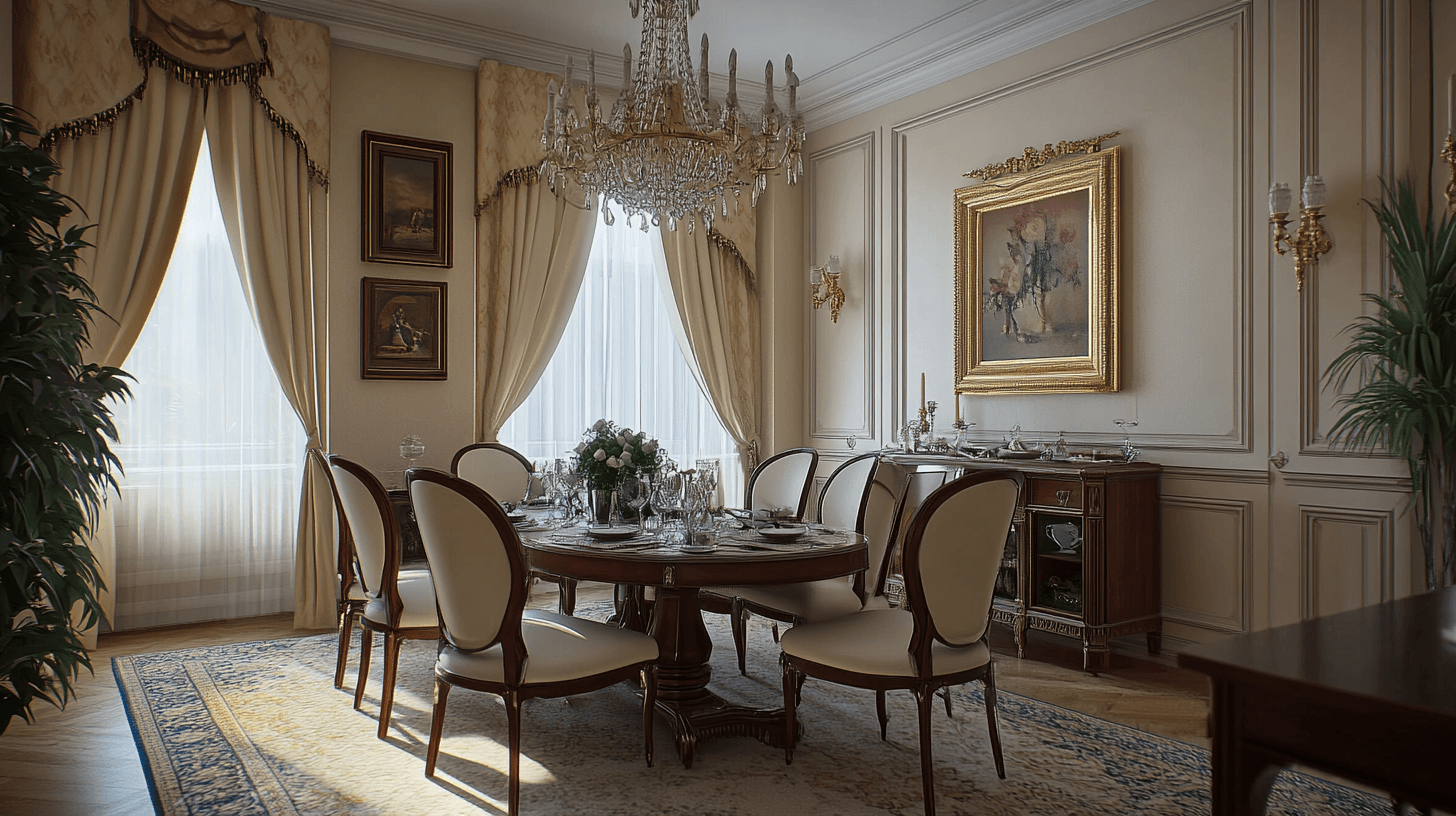 Dekoration und Accessoires für das traditionelle Esszimmer