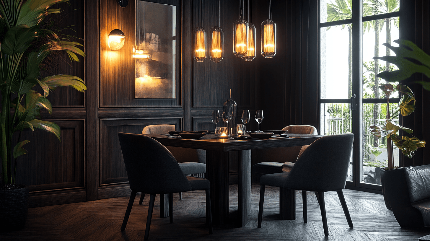 Lichtgestaltung im Esszimmer: Dunkle Holzelemente optimal in Szene setzen