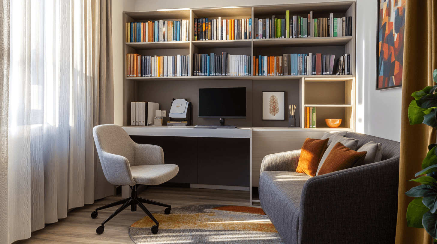 Vielseitiger Raum: Ein Zimmer zum Arbeiten und Entspannen