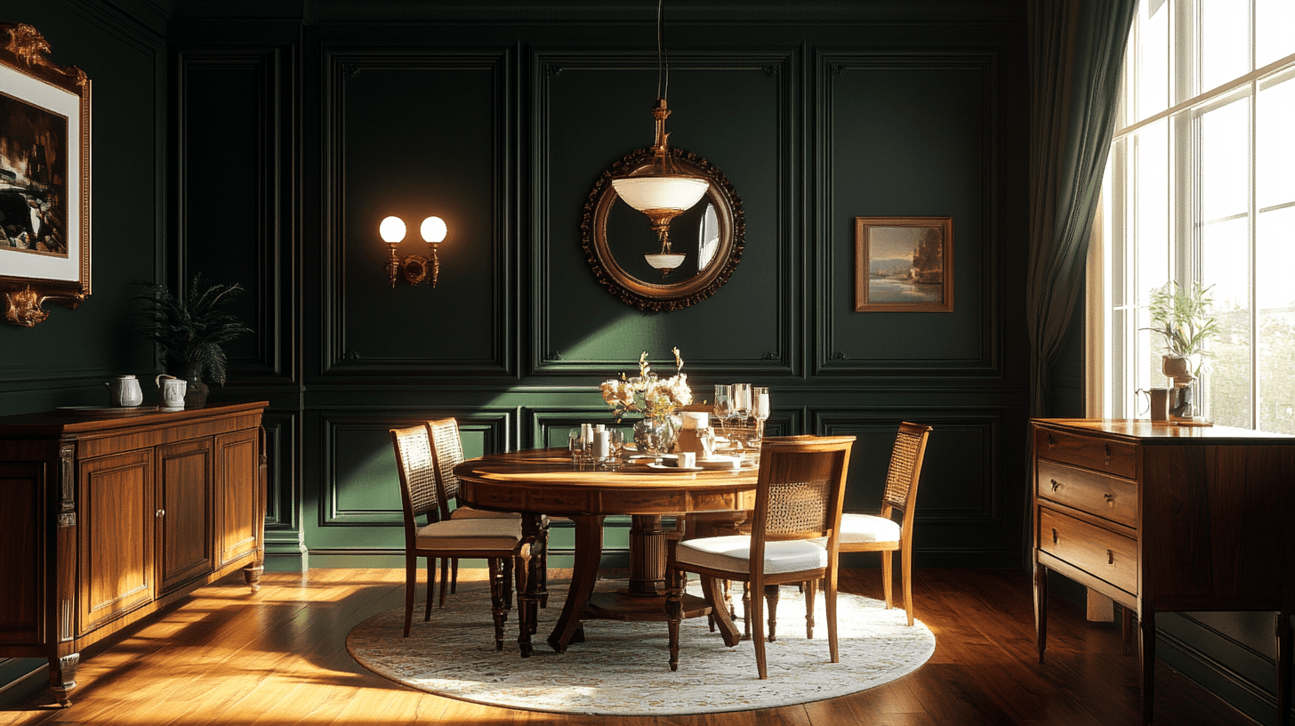 Dunkelgrün im Esszimmer: Eleganz und Natur vereinen