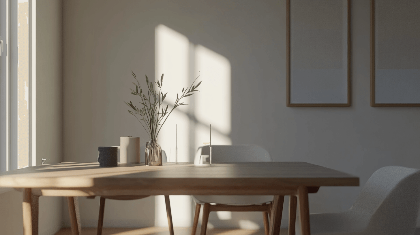 Farbwahl im minimalistischen Esszimmer