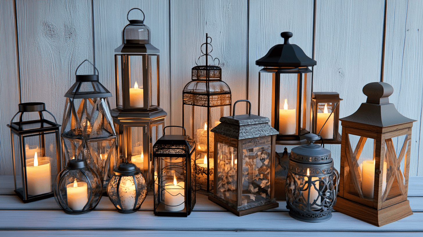 Unterschiedliche Materialien und Designs von Windlichtern