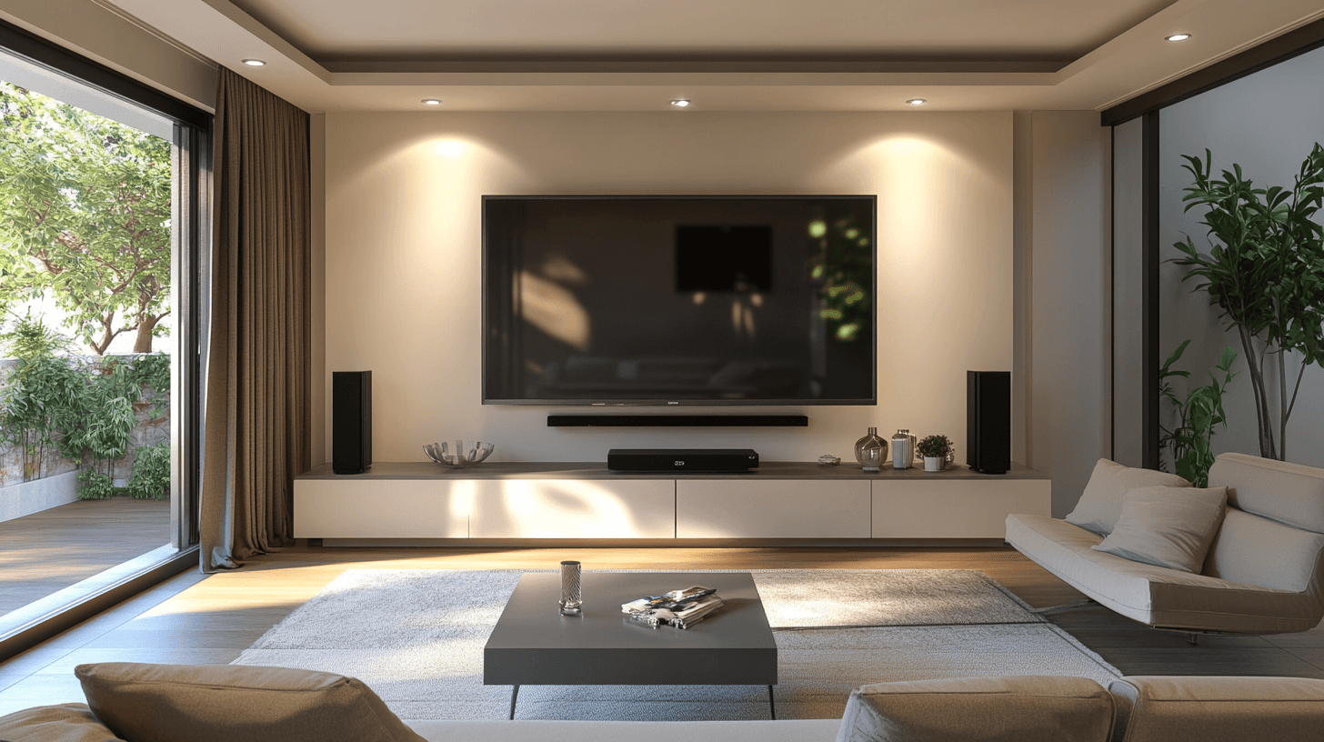 Wohnzimmer mit zeitgemässer Medienecke: Technik stilvoll einfügen