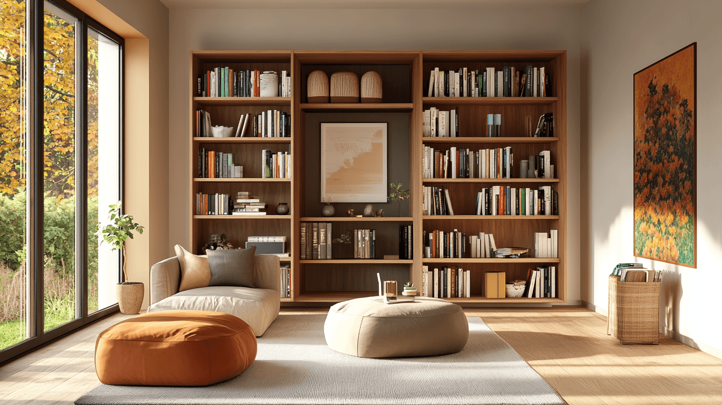 Wohnzimmer mit offener Bücherwand: Funktionalität und Stil kombinieren
