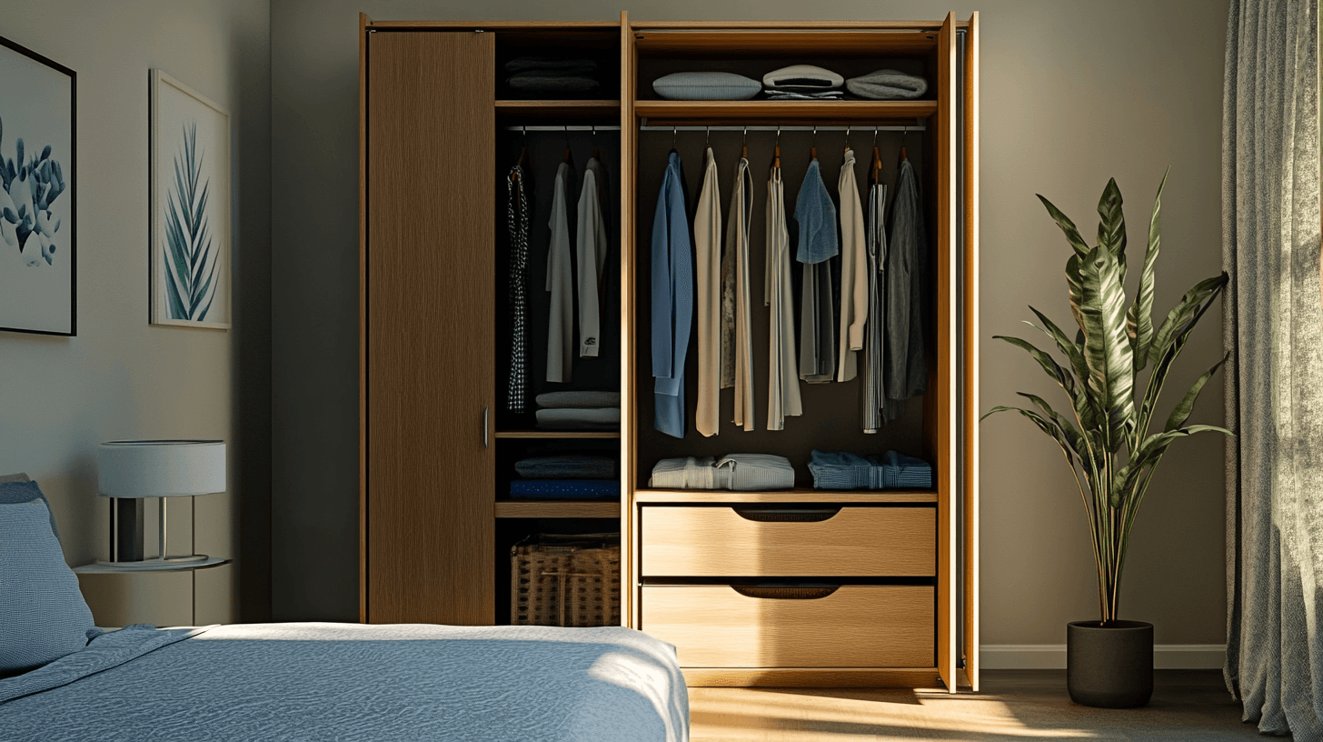 Schlafzimmer mit offenem Kleiderschrank: So behältst du leicht die Übersicht