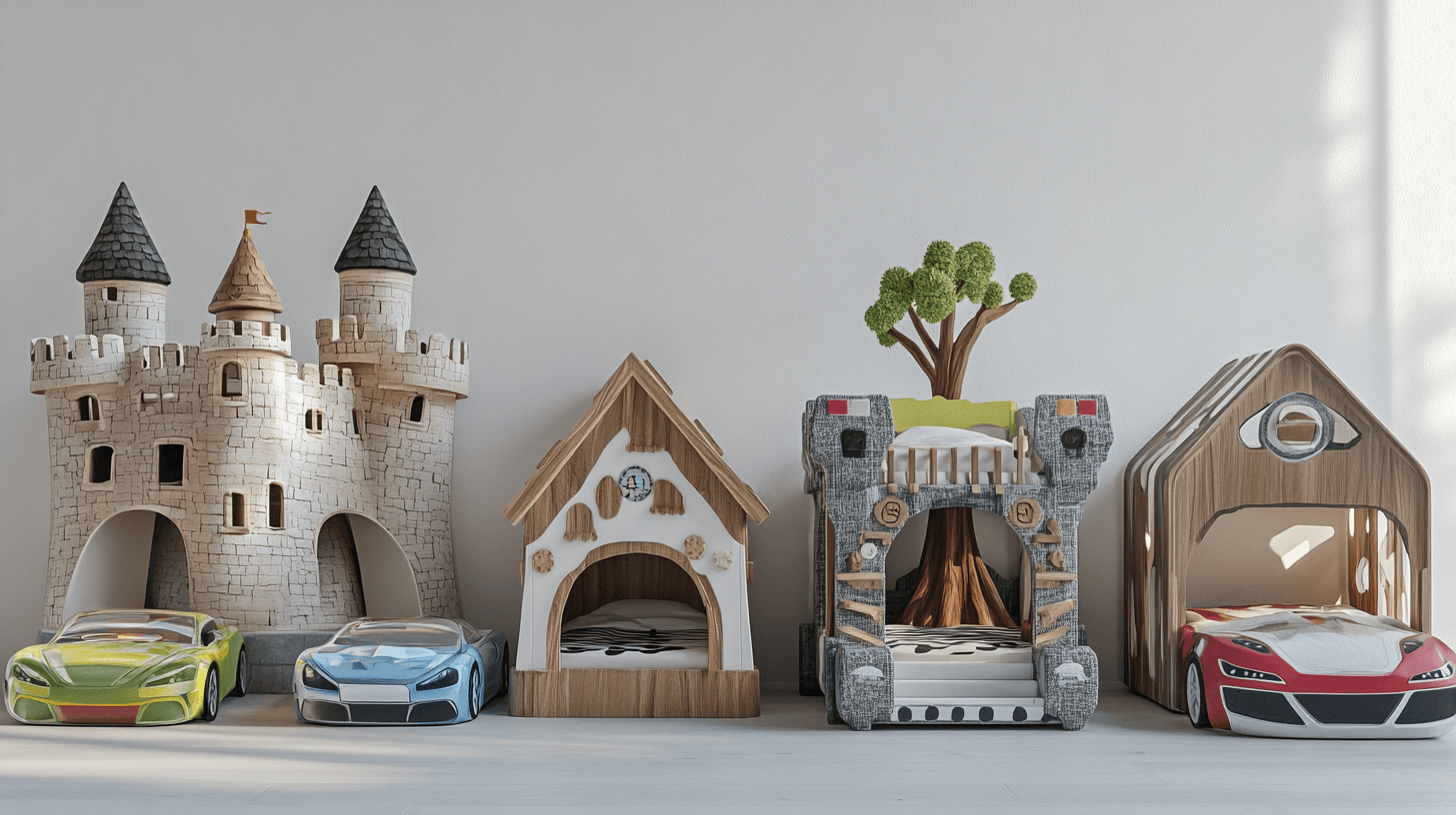 Unterschiedliche Designs von Spielbetten