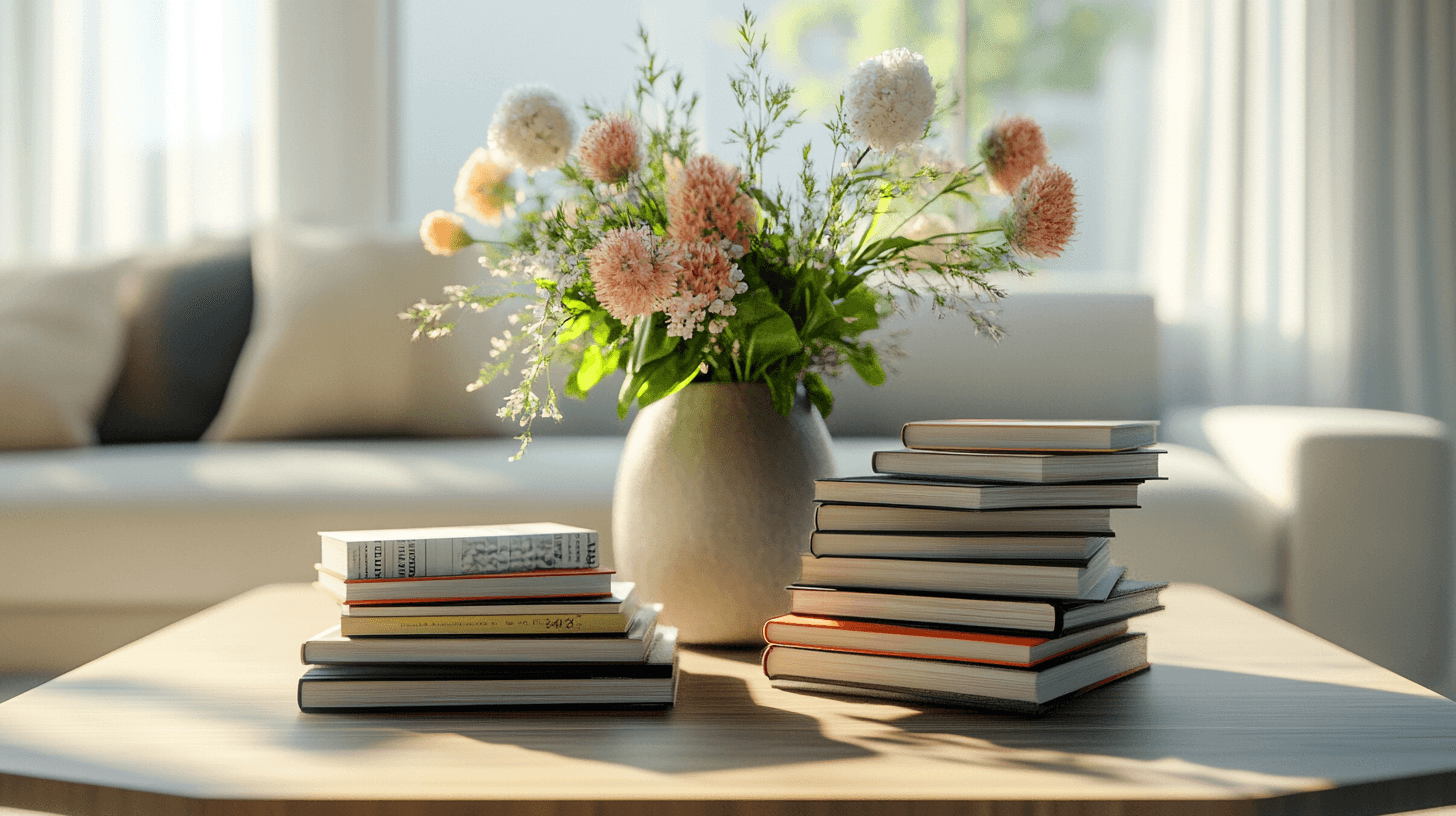 Bücher als Dekoration für den Tisch verwenden