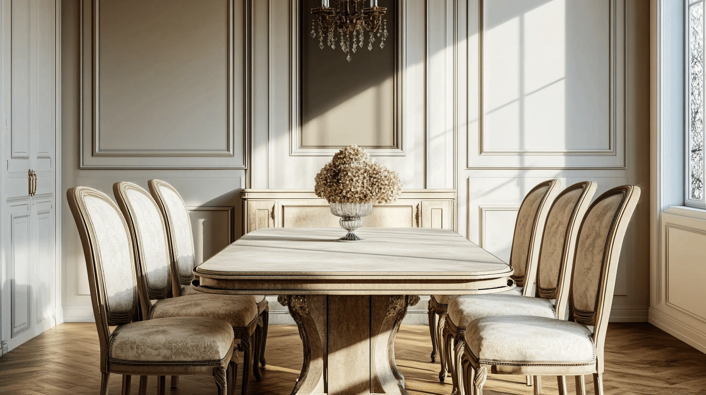 Auswahl von Möbeln für ein traditionelles Esszimmer
