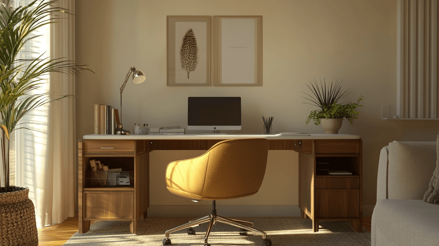 Home-Office im Wohnzimmer: Eleganter Arbeitsplatz für daheim