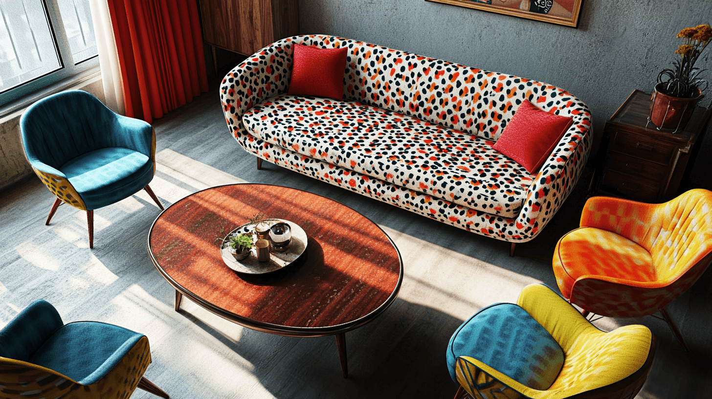 Möbelstücke, die den Retro Pop Stil widerspiegeln