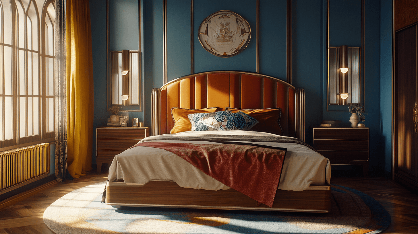 Farbgebung im Art-Deco-Schlafzimmer: Intensive Farben und hochwertige Materialien