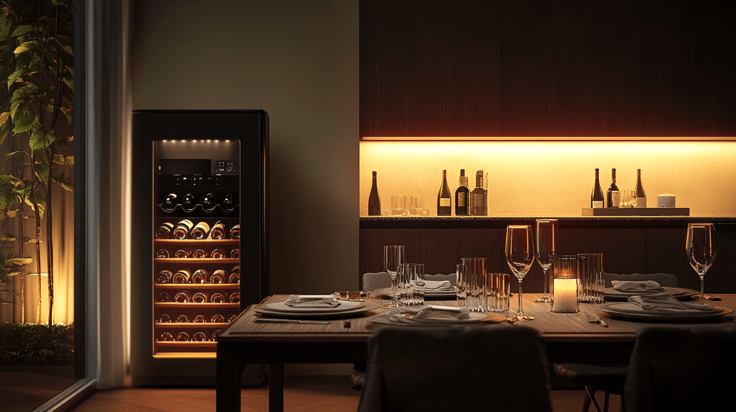Esszimmer mit Weinkühlschrank: Funktionalität und Luxus in einem Raum verbinden