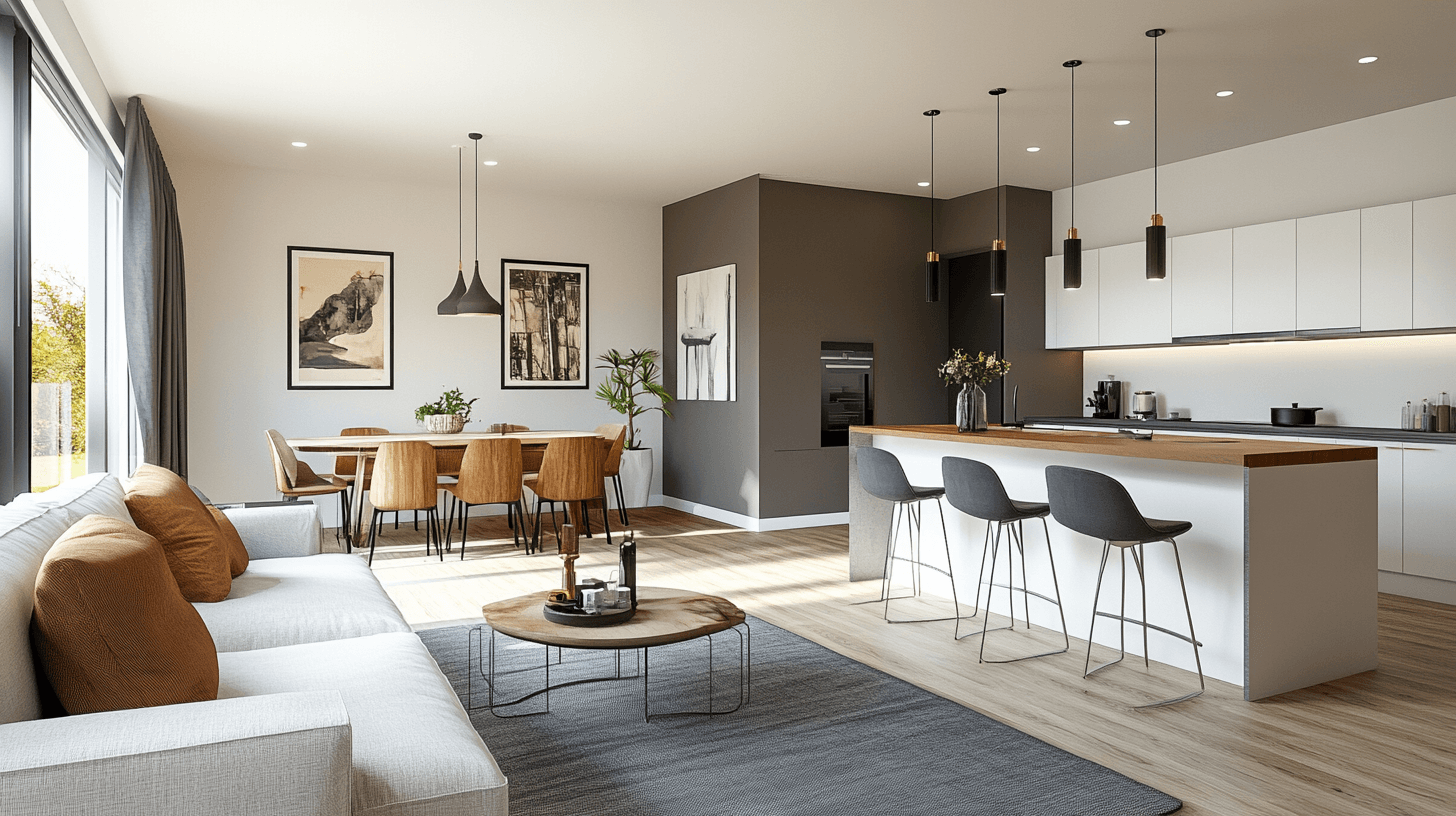 Offene Küche mit Esstheke im Wohnzimmer: Modern und gesellig