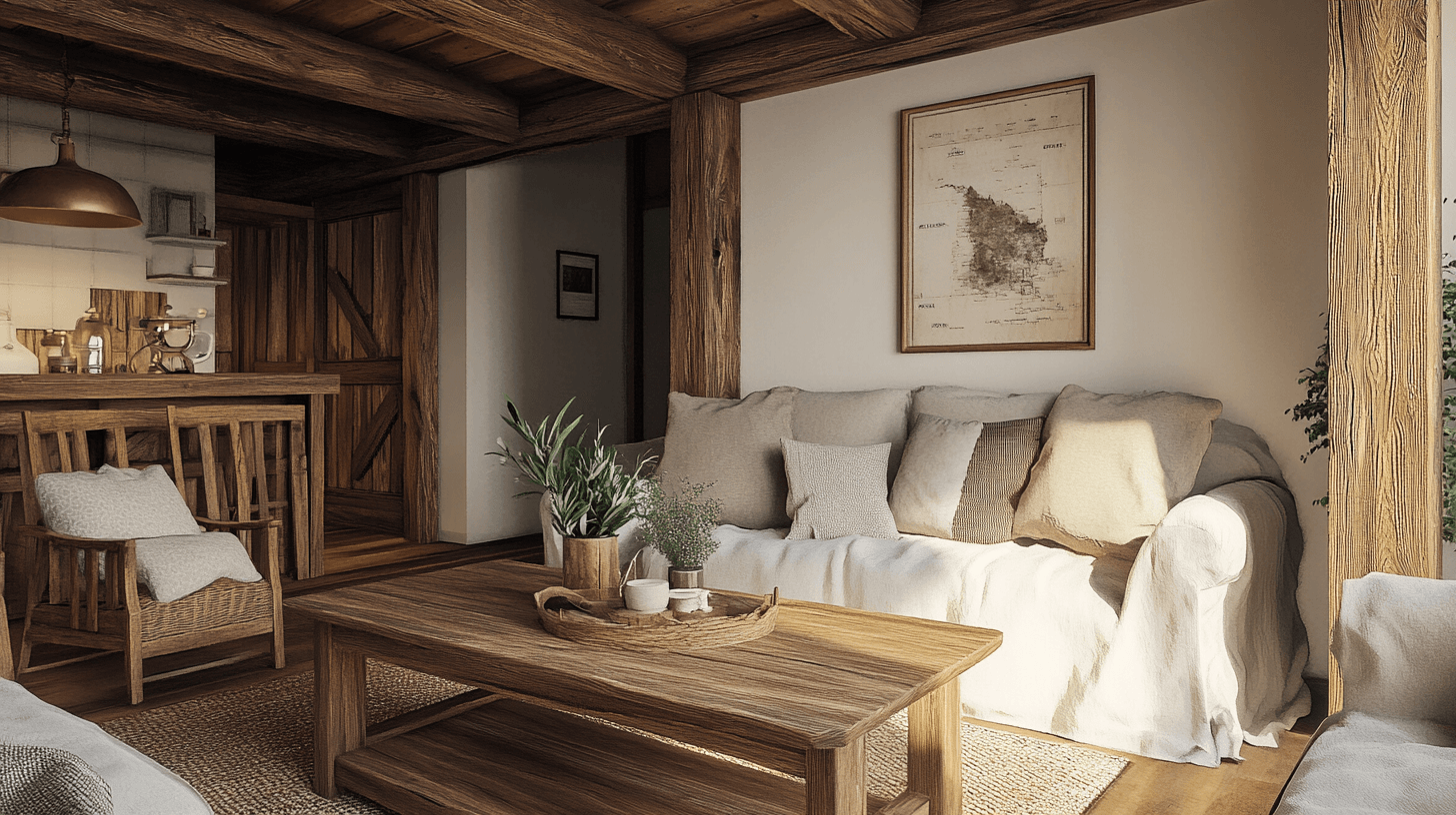 Wohnzimmer mit rustikalen Holzelementen: Natur pur im Zimmer