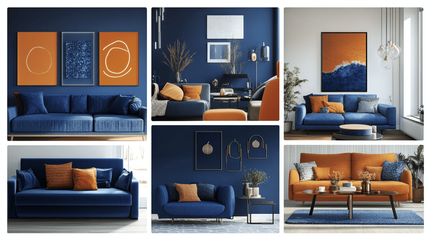 Einrichtungsstile: Blau und Orange in unterschiedlichen Wohnstilen