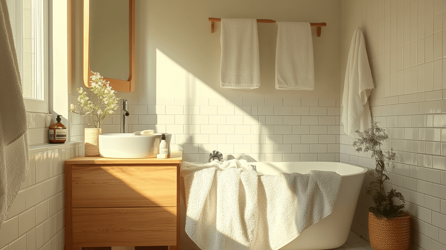 Materialien und Farben im nordischen Badezimmer