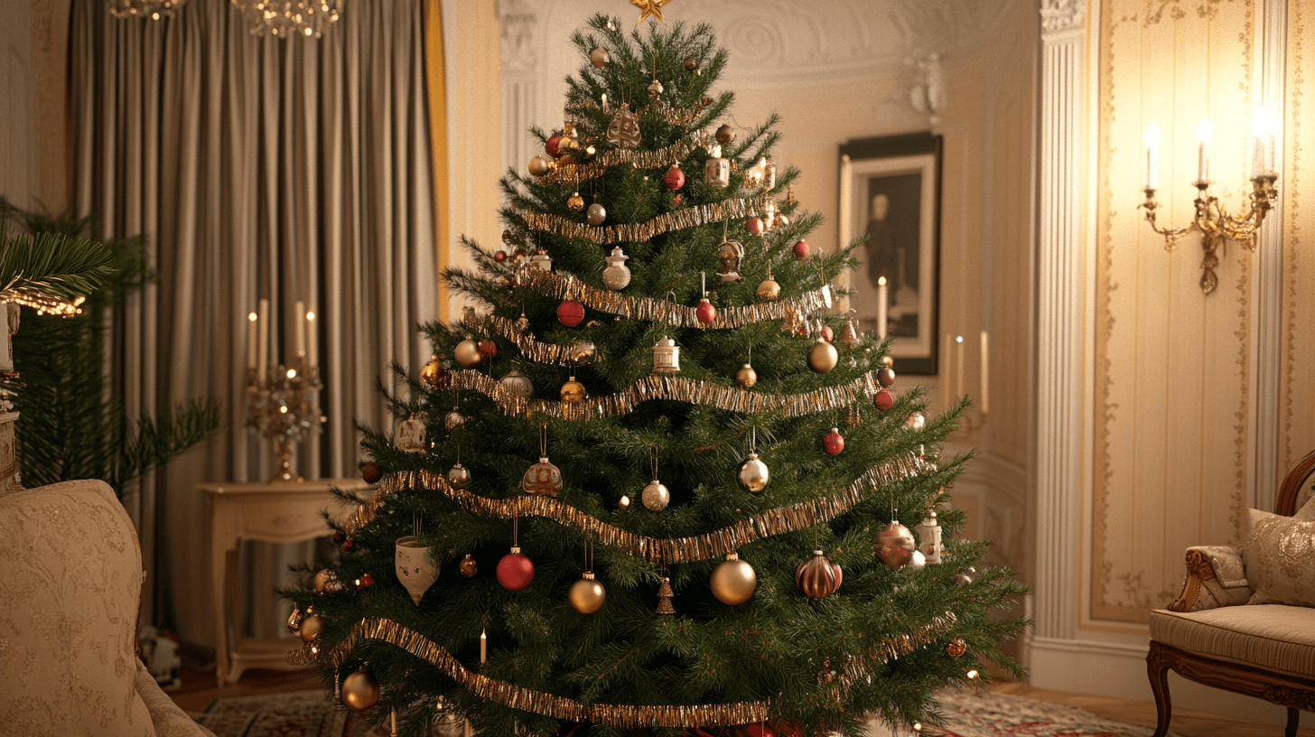 Klassische Dekorationen für den Weihnachtsbaum