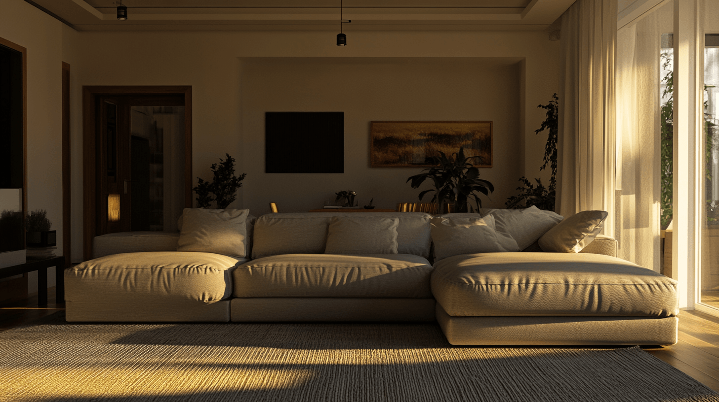 Wohnzimmer mit riesigem Sofa: Gemütlichkeit für die ganze Familie