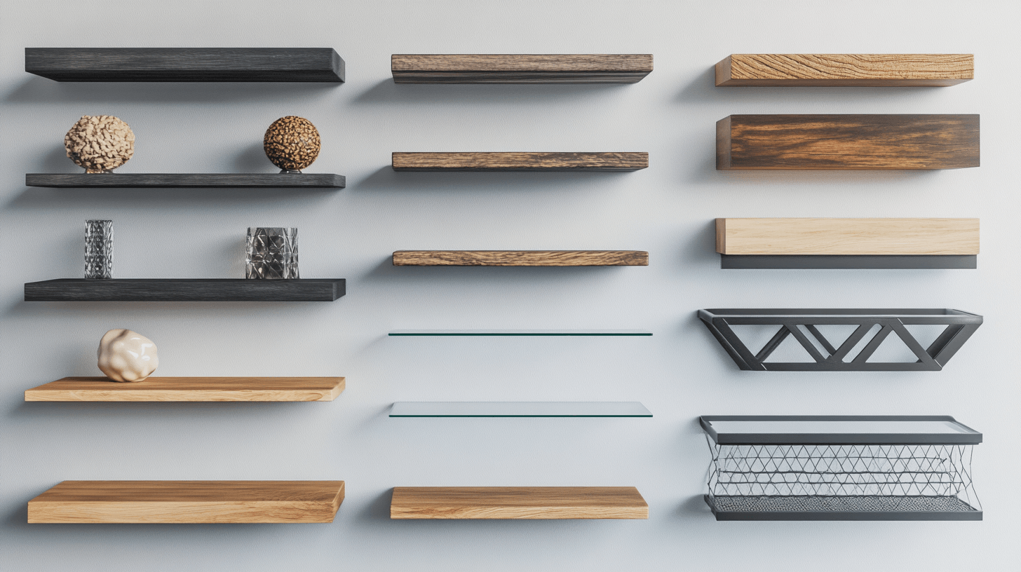Unterschiedliche Designs und Materialien von Wandregalen