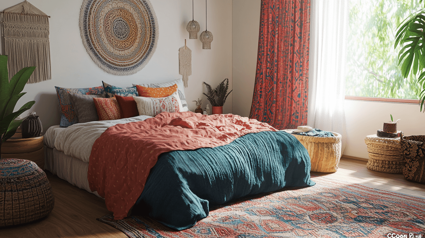 Farben und Textilien im Boho-Schlafzimmer: Harmonisch und gemütlich
