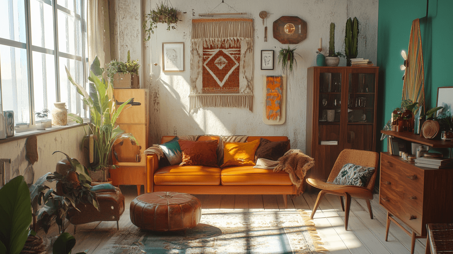 Ratschläge zur Gestaltung eines Raums im Boho-Mid-Century-Stil