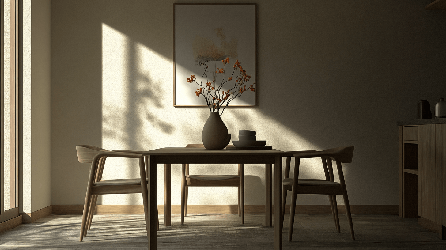 Minimalistische Dekoration im Esszimmer