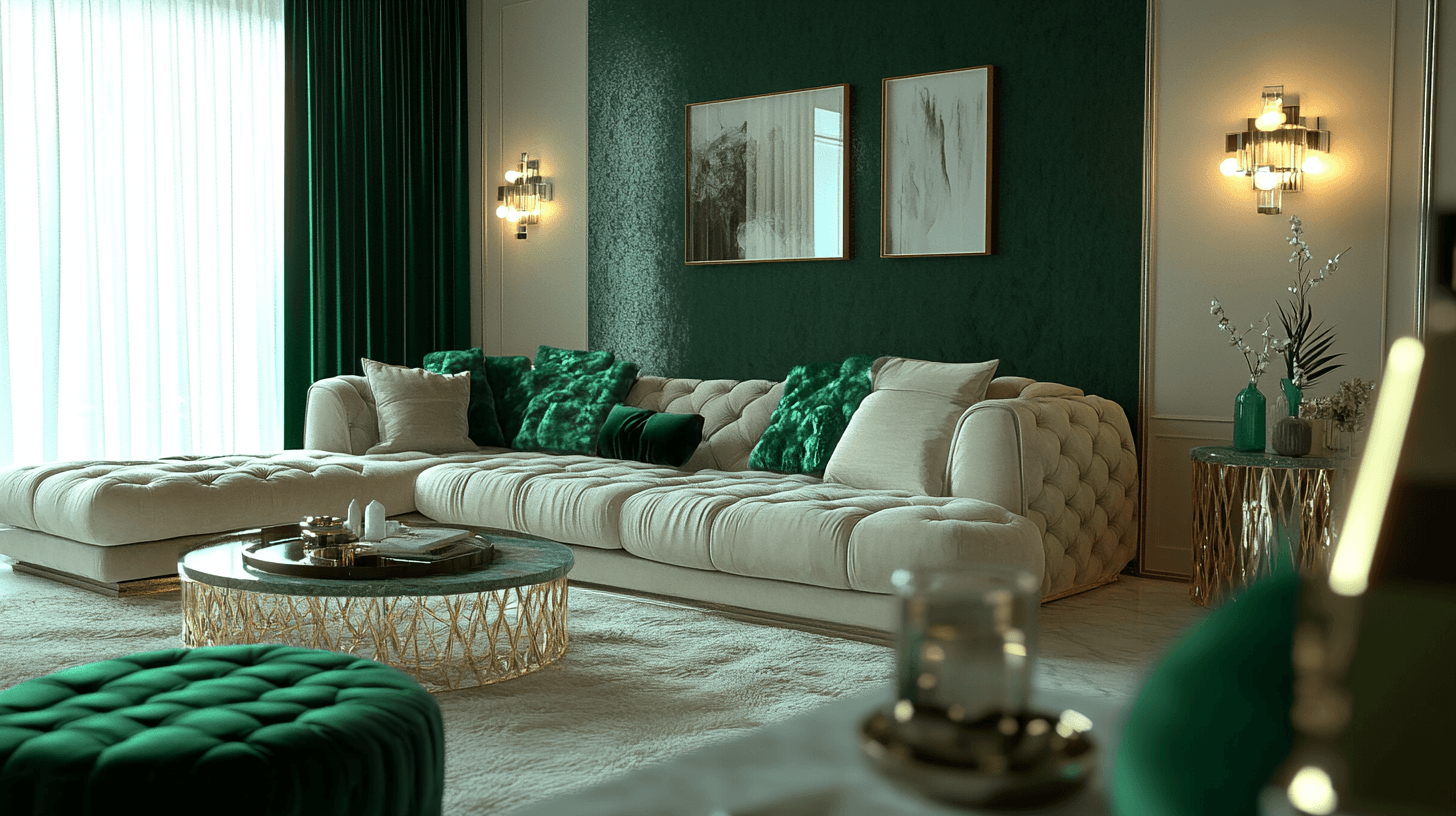 Smaragdgrün im Wohnzimmer: Elegant und entspannend