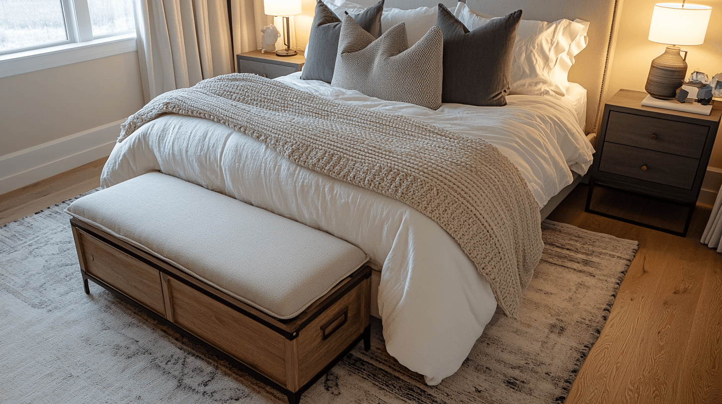 Bänke mit Stauraum im Schlafzimmer