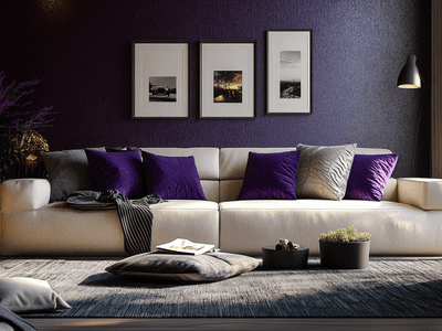 Violette Akzente im Wohnzimmer: Elegant und stilvoll
