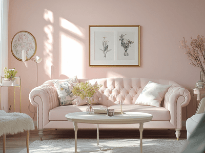 Zartes Rosa im Wohnzimmer: Weibliche Eleganz